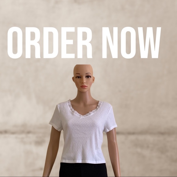 Pretty Lace Ribbed Crop Top - Picture 2 of 8